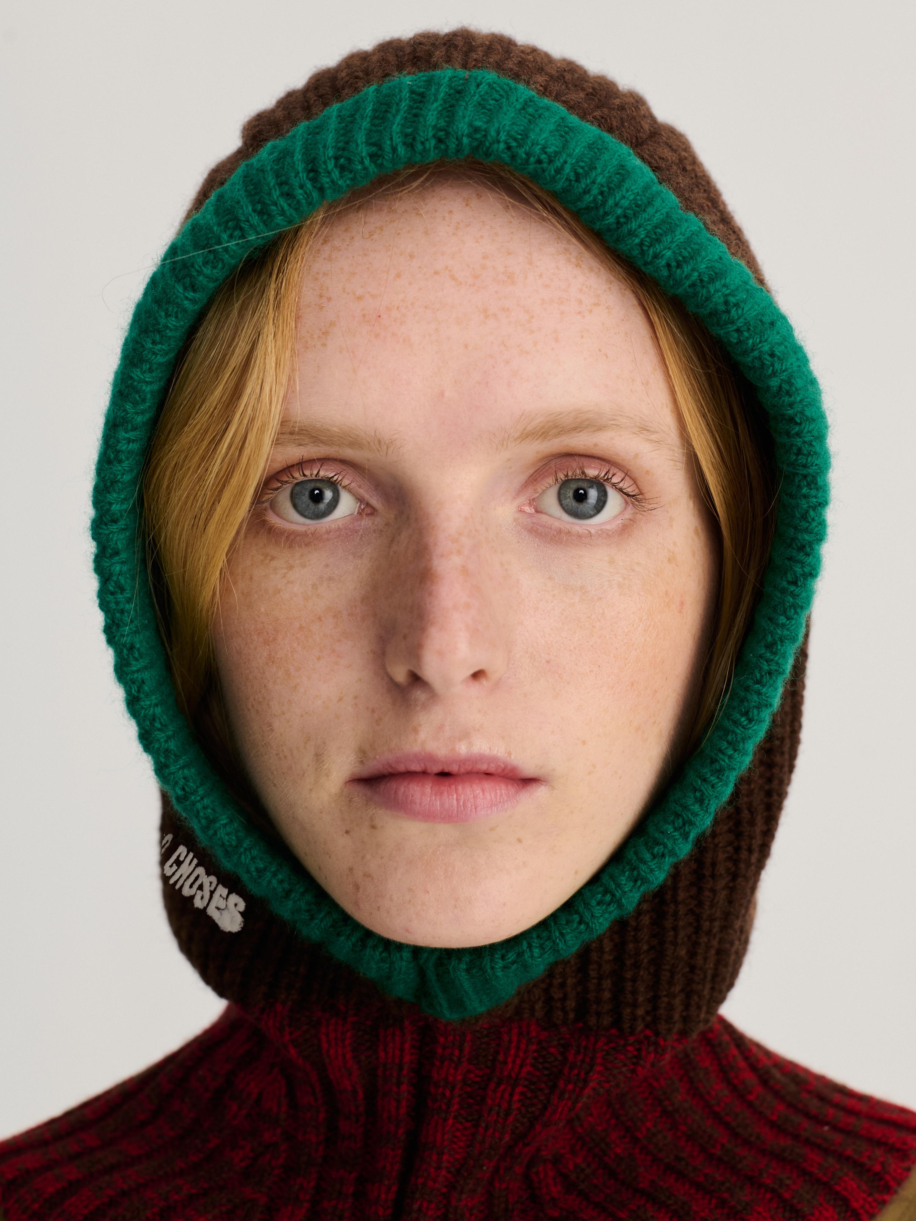 Bobo Choses Colorblock Wool Balaklava Unisex Schal Mütze braun